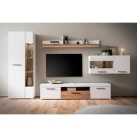 INOSIGN Wohnwand "Salerno, moderne Anbauwand, Wohnzimmer-Set, Weiß mit Eiche Evoke Dekor" Set, 4 Stk. tlg. von Inosign