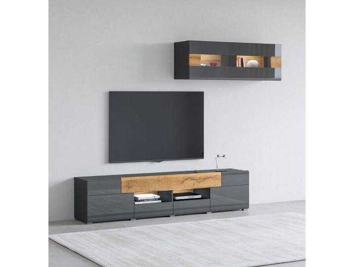 INOSIGN Wohnwand Toledo, (2-St), grau, antrazit/antrazit hgl - grandson von Inosign