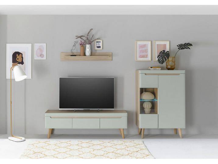 INOSIGN Wohnwand Torge, Anbauwand, Schrankwand, Mediawand, Wohnzimmer-Set, (Set, 3-St), enthält 1 Vitrine, 1 Lowboard + 1 Wandboard, 270 cm breit von Inosign