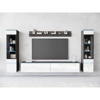 INOSIGN Wohnwand "VERA II, Vitrinen Türanschlag wechselbar", (Komplett-Set, 4 St.), Mediawand 260 cm, Vitrine mit Verglasung, stehend und hängend von Inosign