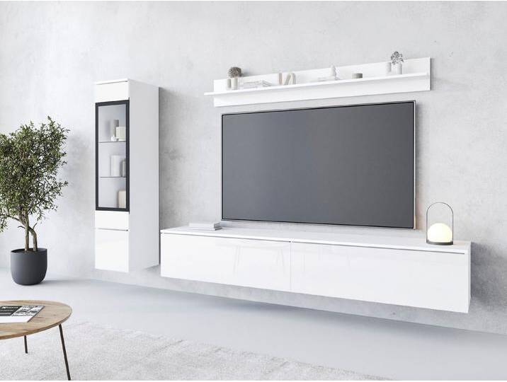 INOSIGN Wohnwand VERA I, Vitrinen Türanschlag links/rechts wechselbar, (Komplett-Set, 3-St), Mediawand 230 cm, Vitrine mit Verglasung, stehend und hängend, weiß von Inosign
