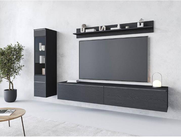 INOSIGN Wohnwand VERA I, Vitrinen Türanschlag links/rechts wechselbar, (Komplett-Set, 3-St), Vitrine mit Verglasung, stehend und hängend, Türanschlag wechselbar, schwarz von Inosign