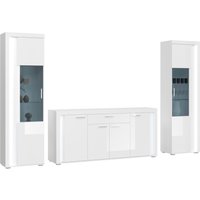 INOSIGN Wohnwand "Viborg, 3-teiliges Set, inkl. vertikaler Frontbeleuchtung, best. aus:", (3 St.), 2x Vitrine und Sideboard, Wohnkombination, Wohnzimmer-Set, Esszimmer von Inosign
