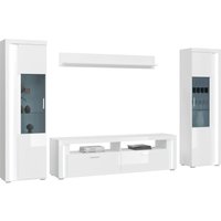 INOSIGN Wohnwand "Viborg, 4-teiliges Set, inkl. vertikaler Frontbeleuchtung, best. aus:", (4 St.), 2x Vitrine, 1 Lowboard & 1x Wandboard, Wohnkombination, Wohn-Set von Inosign