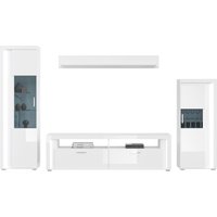 INOSIGN Wohnwand "Viborg, 4-teiliges Set, inkl. vertikaler Frontbeleuchtung, best. aus:", (4 St.), 1x Vitrine hoch, 1 Lowboard, 1x Wandboard & 1 Vitrine halbhoch von Inosign