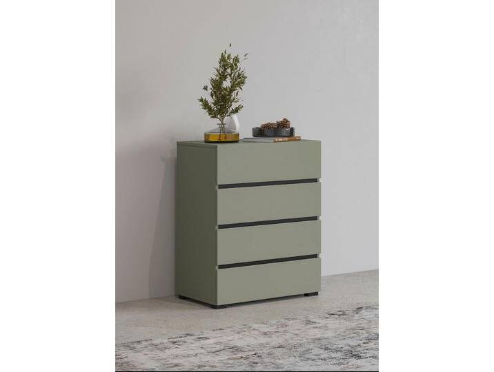 Kommode INOSIGN Cross,Breite 60 cm, moderne grifflose Sideboard,4 Schubkästen , grün (salbei, sw), B:60cm H:78,5cm T:40cm, Sideboards, Schubladenschrank mit viel Stauraum, Flur Highboard von Inosign