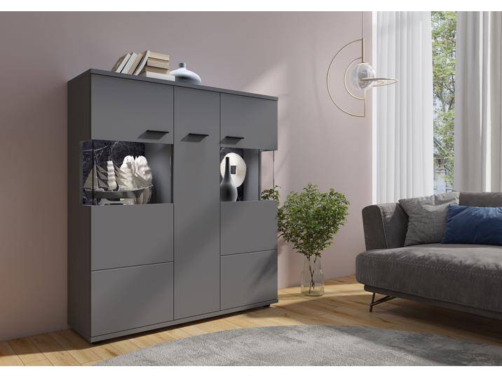Kommode INOSIGN Henley , grau (graphit grau), B:120cm H:134,4cm T:37cm, Spanplatte, Sideboards, Standvitrine, Höhe ca. 134,5 cm von Inosign
