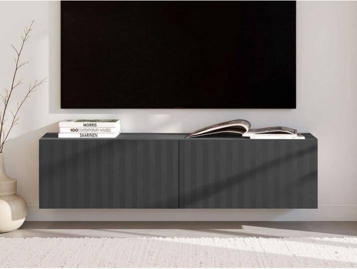 Lowboard INOSIGN Antibes TV-Lowboard, Breite 192/154/128 cm, TV-Schrank , schwarz (schwarz matt), B:128cm H:31,5cm T:42cm, FSC-zertifizierter Holzwerkstoff, Sideboards, TV-Kommode, 3D-Fronten, Push-To-Open-Funktion, Wandmontage von Inosign