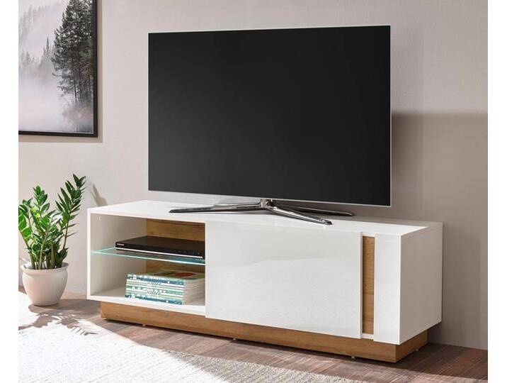 Lowboard INOSIGN CLAiR Lowboard 31 , weiß (weiß hochglanz, grandson oak), B:138cm H:46cm T:40cm, Holzwerkstoff, Sideboards, Breite 138 cm von Inosign