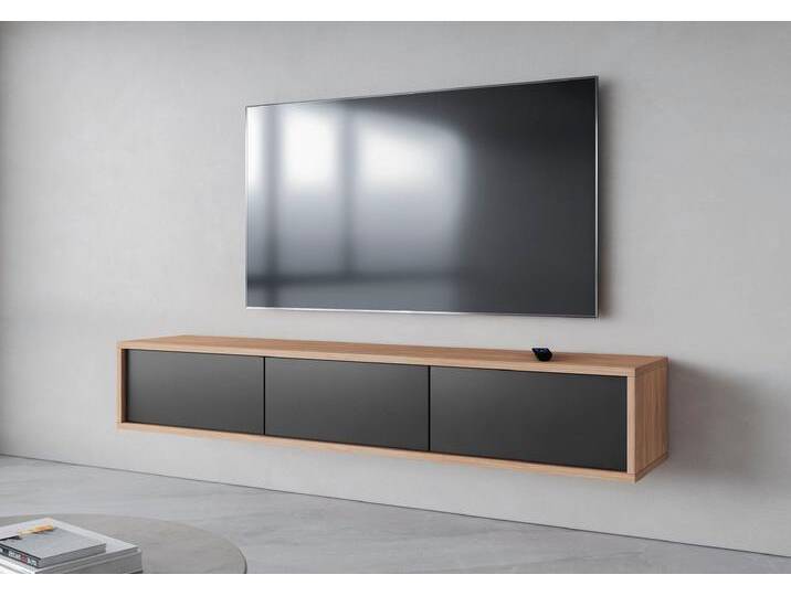 Lowboard INOSIGN Frida , grau (eiche, anthrazit), B:180cm H:32cm T:36cm, FSC-zertifizierter Holzwerkstoff, Melamin, Sideboards, Hängend oder stehend montierbar von Inosign