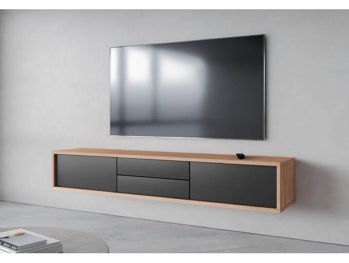 Lowboard INOSIGN Frida , grau (eiche, anthrazit), B:180cm H:32cm T:36cm, FSC-zertifizierter Holzwerkstoff, Melamin, Sideboards, Hängend oder stehend montierbar von Inosign