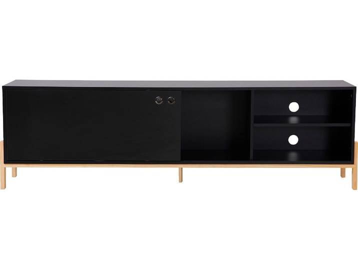 Lowboard INOSIGN Melia , schwarz (schwarz, natur), B:185cm H:53,5cm T:33,5cm, MDF, Massivholz, Sideboards, Kommode mit Kabeldurchführungen von Inosign
