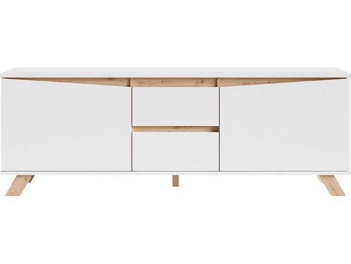 Lowboard INOSIGN Valentin , weiß, B:160cm H:55cm T:38cm, Spanplatte, Melamin, Sideboards, 160cm TV Board mit 2 Türen und 2 Schubkästen in modernem Skandi Design von Inosign