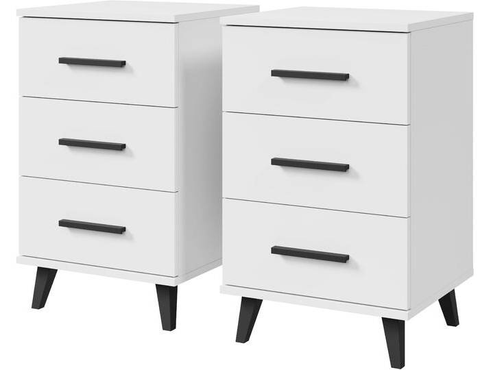 Nachtkommode INOSIGN Lagos, 2 Nachtschränke, 3 Schubladen, schwarze Griffe & Füße , weiß matt, B:40cm H:65cm T:35cm, FSC-zertifizierter Holzwerkstoff, Sideboards, modernes Design, B/T/H je 40/35/65 cm, pflegeleichte Oberfläche Nachtkommode INOSIGN Lagos, 2 Nachtschränke, 3 Schubladen, schwarze Griffe & Füße , weiß matt, B:40cm H:65cm T:35cm, FSC-zertifizierter Holzwerkstoff, Sideboards, modernes Design, B/T/H je 40/35/65 cm, pflegeleichte Oberfläche von Inosign