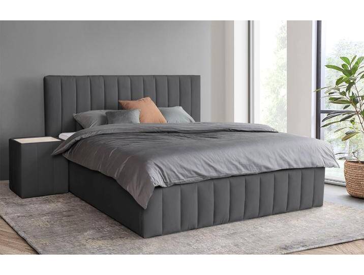Polsterbett INOSIGN Effy erhältlich in der Breite 180x200cm , grau (anthrazit), B:203cm H:117cm L:217cm, Betten, wahlweise mit Lattenrost und King-Matratze (28cm) von Inosign