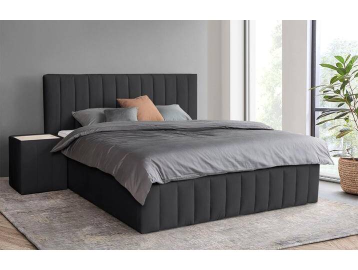 Polsterbett INOSIGN Effy erhältlich in der Breite 180x200cm , schwarz, B:203cm H:117cm L:217cm, Betten, wahlweise mit Lattenrost und King-Matratze (28cm) von Inosign