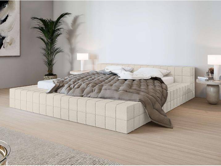 Polsterbett INOSIGN VENDY wahlweise mit Matratze und Topper, in 3 Breiten erhältlich , beige (hellbeige), B:202cm H:62cm L:222cm, 100% Polyester, Betten, Bettgestell mit Kopfteil und Bettkasten, mit/ohne Matratze (BFK/TFK) von Inosign