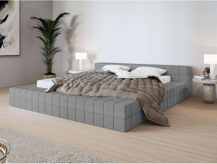 Polsterbett INOSIGN VENDY wahlweise mit Matratze und Topper, in 3 Breiten erhältlich , grau, B:222cm H:62cm L:222cm, 100% Polyester, Betten, Bettgestell mit Kopfteil und Bettkasten, mit/ohne Matratze (BFK/TFK) von Inosign