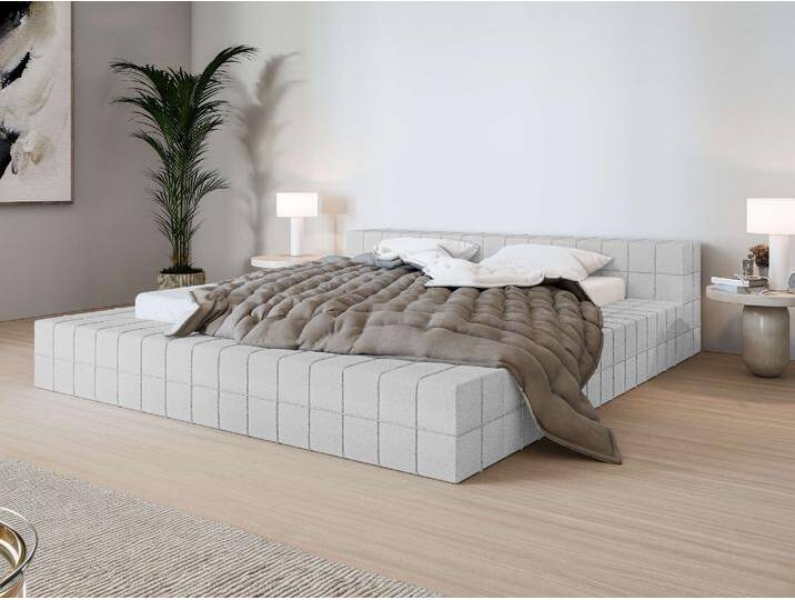 Polsterbett INOSIGN VENDY wahlweise mit Matratze und Topper, in 3 Breiten erhältlich , grau (hellgrau), B:242cm H:62cm L:222cm, 100% Polyester, Betten, Bettgestell mit Kopfteil und Bettkasten, mit/ohne Matratze (BFK/TFK) von Inosign