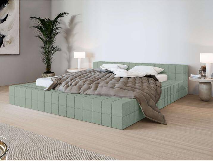 Polsterbett INOSIGN VENDY wahlweise mit Matratze und Topper, in 3 Breiten erhältlich , grün, B:242cm H:62cm L:222cm, 100% Polyester, Betten, Bettgestell mit Kopfteil und Bettkasten, mit/ohne Matratze (BFK/TFK) von Inosign