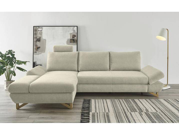 Schlafsofa INOSIGN City/Giron , beige, B:284cm H:104cm T:166cm, 100% PES, Schwer entflammbar (BS 5852-0/ EN 1021-1), Gramatur 370g/ qm +/- 5%, Sofas, komfortable Bettfunktion (Liegefläche 245 x 138 cm), sowie Bettkasten von Inosign
