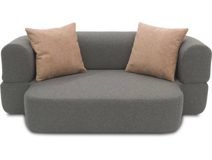 Schlafsofa INOSIGN Denair oval Federkern, Bettsofa, organisches Design. Breite 208cm , grau (dunkelgrau), B:208cm H:78cm T:115cm, 100% Polyester, Sofas, 2-Sitzer durch Klappen verwandeln in eine Liegefläche von Inosign
