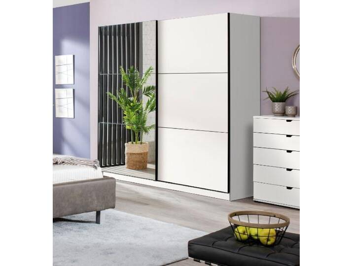 Schwebetürenschrank INOSIGN Sierra Kleiderschrank mit Spiegel Wäscheschrank Garderobe , weiß (opaque weiß), B:217cm H:210cm T:62,5cm, Spanplatte, Schränke, Topseller INKLUSIVE Inneneinteilung, FSC-Zertifiziert, OTTOs Choice von Inosign