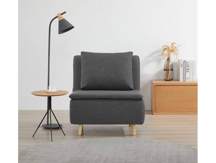 Sessel INOSIGN AINSLEY , grau (anthrazit), B:81cm H:82cm T:65cm, 100% Polyester, Sessel, wandelbar zum Gästebett, Schlafsofa, Webstoff u. Cord-Bezug von Inosign