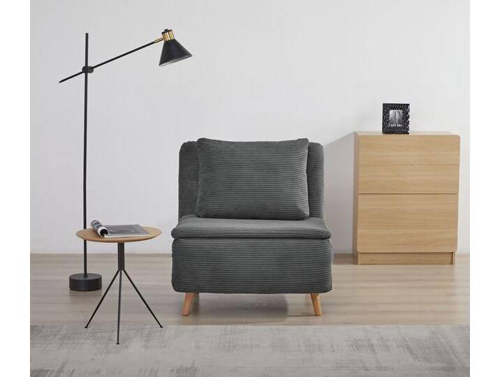 Sessel INOSIGN AINSLEY , grau (anthrazit), B:81cm H:82cm T:65cm, 100% Polyester, Sessel, wandelbar zum Gästebett, Schlafsofa, Webstoff u. Cord-Bezug von Inosign