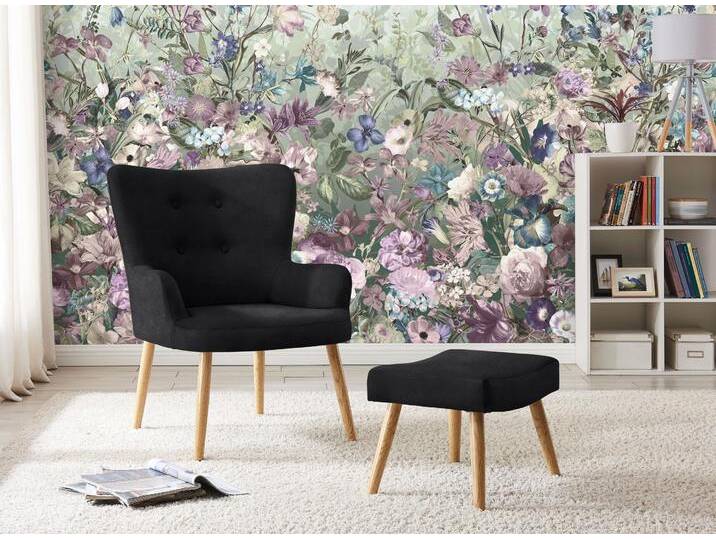 Sessel INOSIGN Levent, Ohrensessel mit Hocker , schwarz, B:70cm H:85cm T:70cm, Luxus-Microfaser (100% Polyester), Luxus-Microfaser Teddyoptik (100% Polyester), Velvet (100% Polyester), Webstoff (100% Polyester), Sessel, Lesesessel Sessel mit Hocker, in unterschiedlichen Bezugsqualitäten, Sitzhöhe 40 cm von Inosign