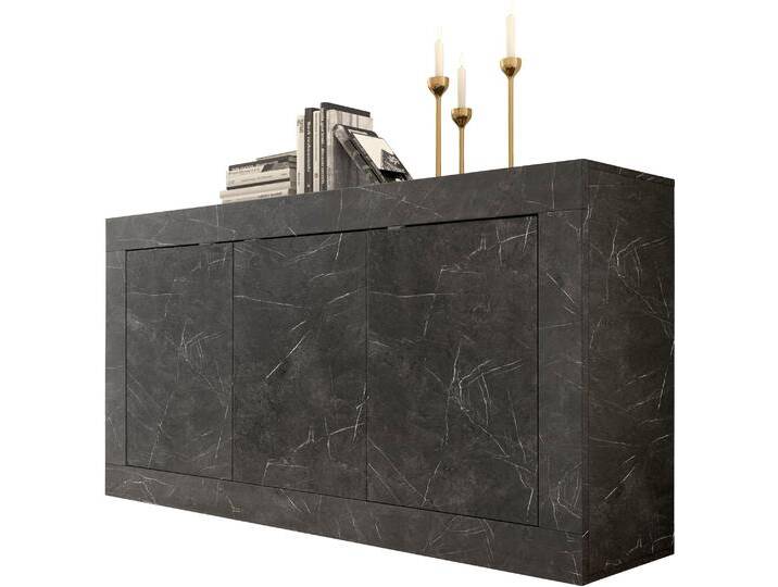 Sideboard INOSIGN Basic Breite 160 cm, Kommode 3 Türen, Anrichte , grau (marmor anthrazit), B:160cm H:86cm T:43cm, Sideboards, Metallgriff, moderne Rahmenoptik, viel Stauraum, Farbauswahl von Inosign