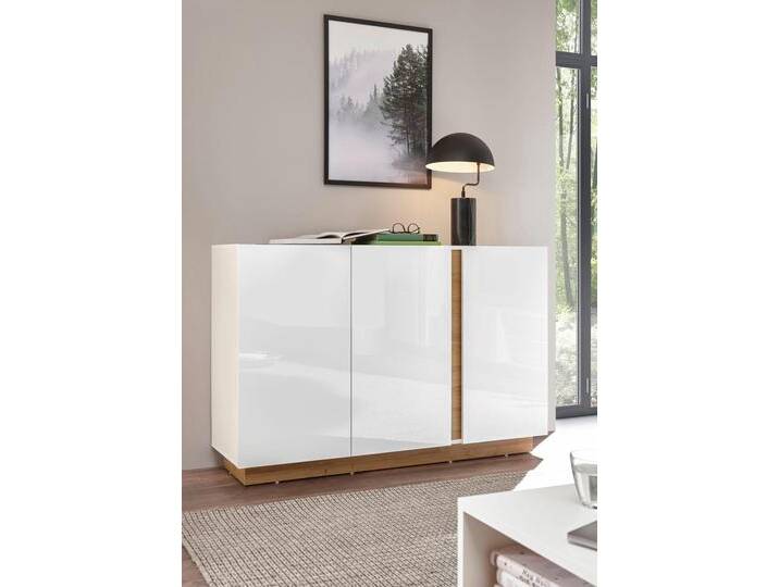 Sideboard INOSIGN CLAiR Sideboard 52 , weiß (weiß hochglanz, grandson oak), B:138cm H:91cm T:40cm, Holzwerkstoff, Sideboards, Breite 138 cm von Inosign