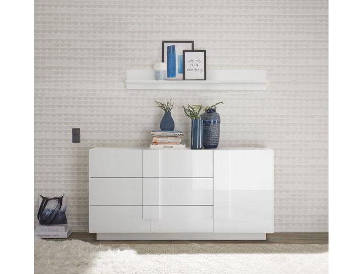 Sideboard INOSIGN Jupiter, Breite 181 cm, Kommode 3 Türen- Soft Closing, 1 Schubkasten , weiß (weiß hochglanz lack), B:181cm H:90cm T:44cm, Sideboards, Anrichte, moderne Griffblende, FSC, cleveres Stauraumkonzept von Inosign