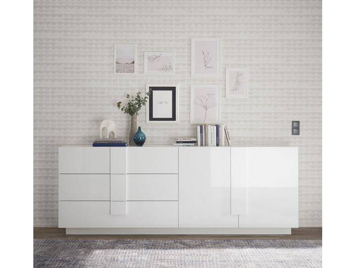 Sideboard INOSIGN Jupiter, Breite 241 cm, Kommode 2 Türen - Soft Closing, 3 Schubkästen , weiß (weiß hochglanz lack), B:241cm H:90cm T:44cm, Sideboards, Anrichte, moderne Griffblende, FSC, cleveres Stauraumkonzept von Inosign