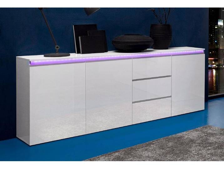 Sideboard INOSIGN Magic, Kommode, Schrank, Kredenz , weiß (weiß hochglanz), B:200cm H:80cm T:40cm, FSC-zertifizierter Holzwerkstoff, Sideboards, mit 3 Türen und 3 Schubkästen Hochglanz lackiert (B/T/H) 200x40x80 cm von Inosign