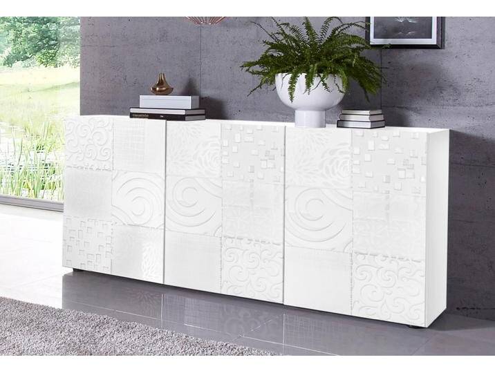 Sideboard INOSIGN Miro , weiß (weiß hochglanz lack mit siebdruck), Sideboards, Breite 181 cm mit dekorativem Siebdruck von Inosign