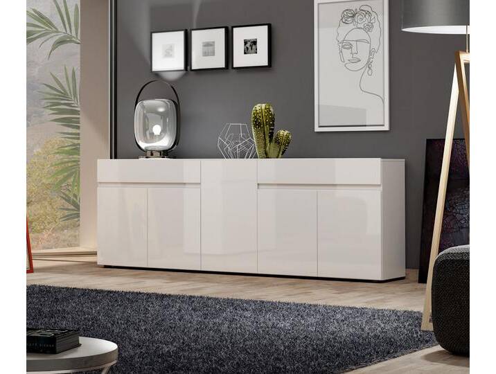 Sideboard INOSIGN Mister , weiß, B:225cm H:80cm T:38cm, Sideboards, Kommode, komplett Hochglanz lackiert, (B/H): 225/80 cm von Inosign