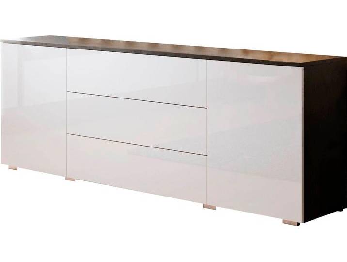 Sideboard INOSIGN PARIS , schwarz-weiß (matera anthrazit, weiß hochglanz), B:150cm H:68cm T:39cm, Sideboards, Moderne 150cm breite grifflose Kommode, vielseitig einsetzbar von Inosign