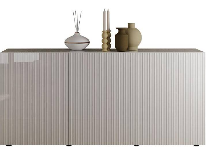 Sideboard INOSIGN Rio Breite 181 cm, Kommode mit 3 Türen, Anrichte , weiß hochglanz lack, front mit geriffelter struktur, B:181cm H:84cm T:42cm, FSC-zertifizierter Holzwerkstoff, Sideboards, geriffelte Front, modern u. elegant, viel Stauraum von Inosign