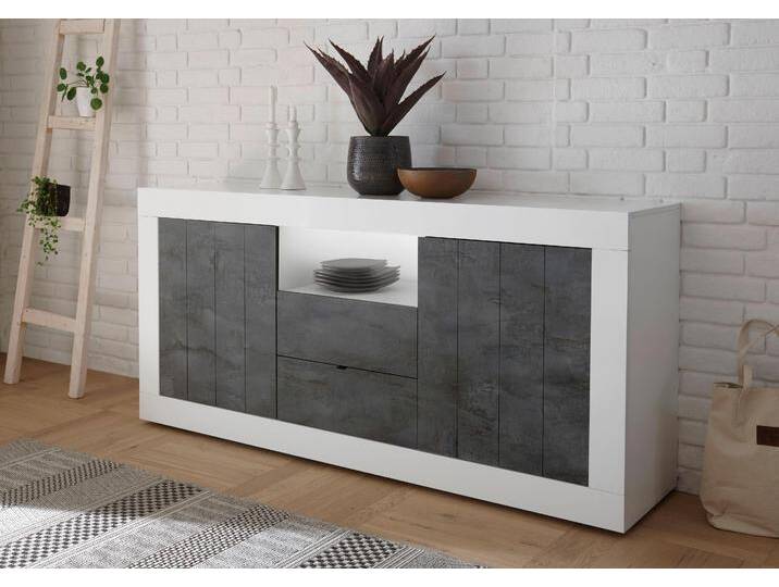 Sideboard INOSIGN Urbino , schwarz-weiß (weiß hochglanz, schieferfarben), Sideboards, Breite 184 cm von Inosign