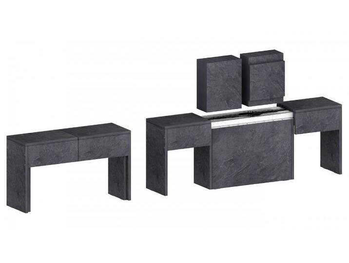 Sitzgruppe INOSIGN Praktika , grau (zement), B:290cm H:45cm T:25cm, FSC-zertifizierter Holzwerkstoff, Sitzmöbel-Sets, Essbank, Je Bank ausziehbar bis 290 cm von Inosign