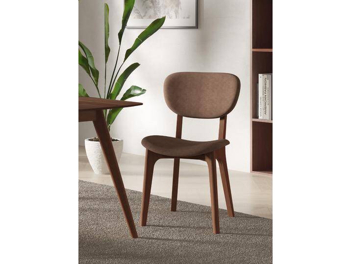 Stuhl INOSIGN COZY Made in Italy , braun (tabac, nuss), B:50cm H:88cm T:62cm, Polyester, Stühle, 4-Fuß-Stuhl Esszimmerstuhl Polsterstuhl, Gestell in Buche, Kirsch- oder Nussbaum, Massivholz, Design Stuhl von Inosign