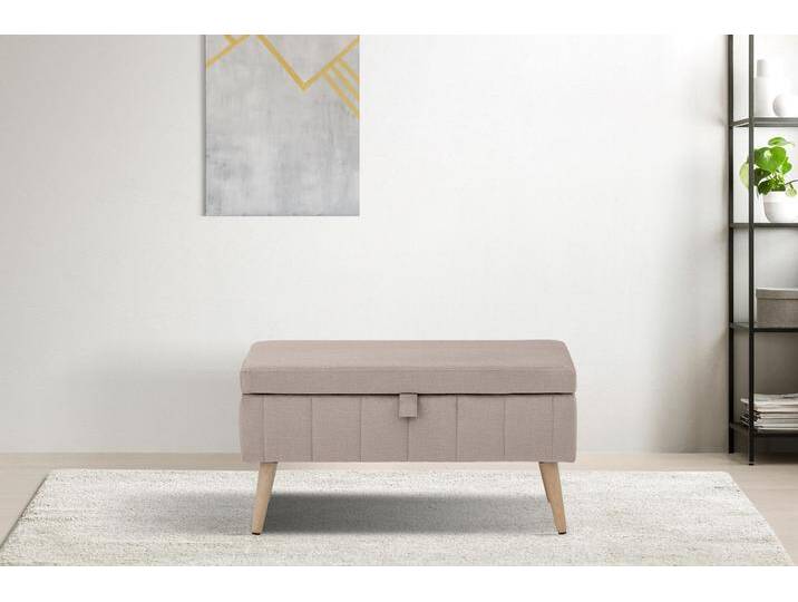 Truhenbank INOSIGN AMIRA Sitzbank mit Stauraum, Maße B/T/H: 81/36/43 cm , beige, B:81cm H:43cm T:36cm, Struktur fein (100% Polyester), Samtvelours (100% Polyester), Luxus-Microfaser weich (100% Polyester), Sitzbänke, mit Staufach, in 3 Bezugsqualitäten mit feiner Steppung von Inosign