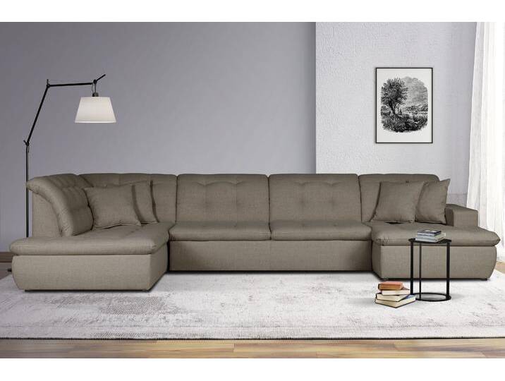 Wohnlandschaft INOSIGN BRISBANE NEU U-Form , braun (taupe), B:380cm H:83cm T:202cm, 100% Polyester, Sofas, mit feiner Steppung, Matten-Optik, incl. Zierkissen von Inosign