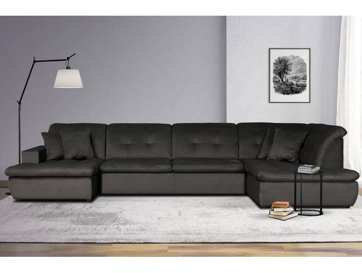 Wohnlandschaft INOSIGN BRISBANE NEU U-Form , grau (anthrazit), B:380cm H:83cm T:202cm, 100% Polyester, Sofas, mit feiner Steppung, Matten-Optik, incl. Zierkissen von Inosign