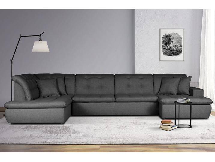 Wohnlandschaft INOSIGN BRISBANE NEU U-Form , grau (anthrazit), B:380cm H:83cm T:202cm, 100% Polyester, Sofas, mit feiner Steppung, Matten-Optik, incl. Zierkissen von Inosign