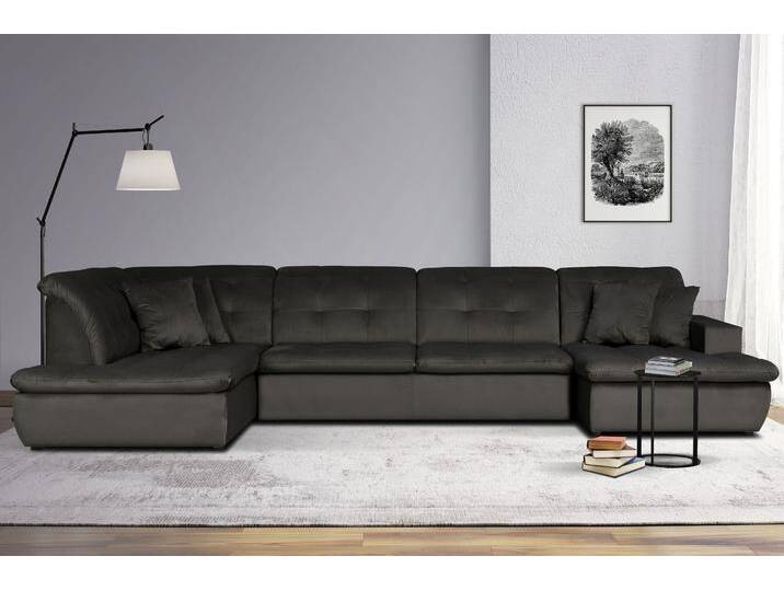 Wohnlandschaft INOSIGN BRISBANE NEU U-Form , grau (anthrazit), B:380cm H:83cm T:202cm, 100% Polyester, Sofas, mit feiner Steppung, Matten-Optik, incl. Zierkissen von Inosign