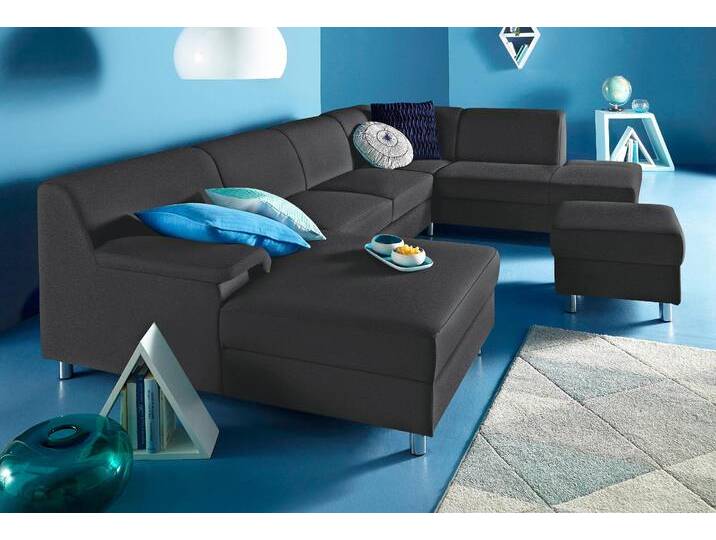 Wohnlandschaft INOSIGN Jamie, zeitloses Design, fester Sitzkomfort, viel Platz, U-Form , schwarz, B:308cm H:72cm T:80cm, Sofas, wahlweise mit Bettfunktion von Inosign