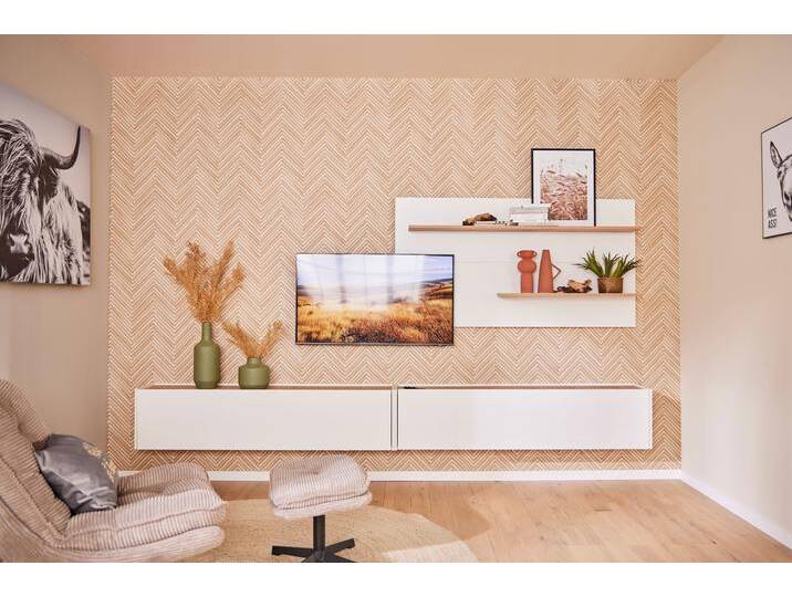 Wohnwand INOSIGN City/Giron, moderne Anbauwand, Komplettset in vielen Farben verfügbar , weiß, B:300cm H:180cm T:30cm, Holzwerkstoff, Kastenmöbel-Sets, enthält zwei Hängeschränke & ein Wandpaneel von Inosign