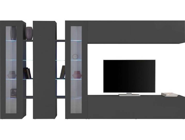 Wohnwand INOSIGN Maruska , grau (anthrazit, anthrazit), B:340cm H:180cm T:30cm, Spanplatte, Kastenmöbel-Sets von Inosign